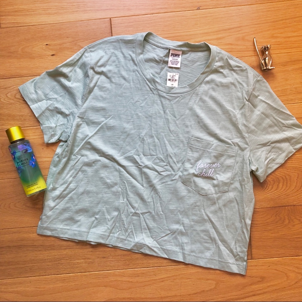 {VS PINK} Mint Chill Crop Top (L)